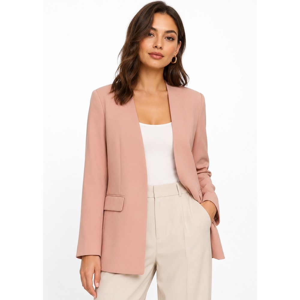 H&M Edition Womens XL Pink Collarless Blazer Open Front Jacket New With Tags